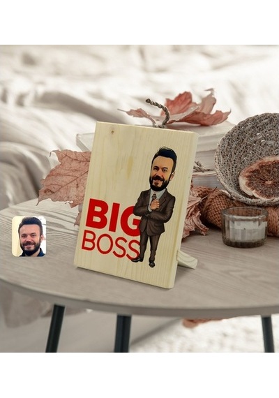Kişiye Özel Erkek Big Boss Karikatürlü Dekoratif Ahşap Çerçeve Mo (539866597)