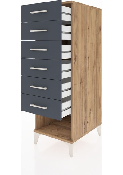 Kronos Dolap 6 Çekmeceli 44x59x134 Çam-antrasit Çam Kronos Dolap 6 Çekmeceli 44x59x134 Çam-antrasit Çam
