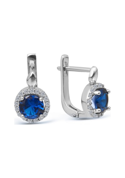 Kuyumcudukkani"yuvarlak Safir Renktaşlı"küpe Ve Kolye Seti- 24126-w-blu Beyaz