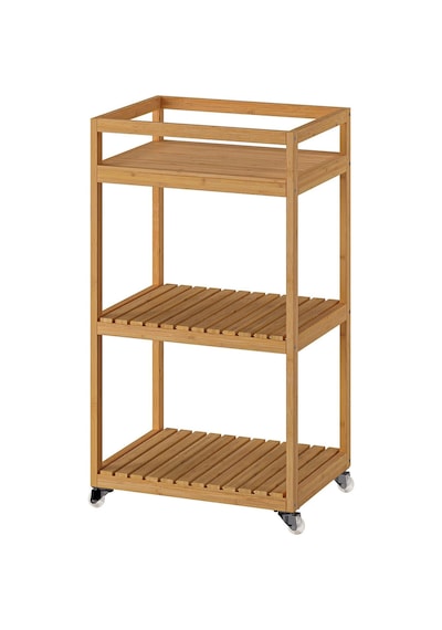 Bambu Servis Arabası 42x33x76 Cm Meridyendukkan Banyo Düzenleyici-raf Ünitesi Tekerlekli