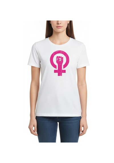 Novalisse 8 Mart Dünya Kadınlar Günü Baskılı Oversize Bisiklet Yaka T-shirt - Beyaz Çoklu Renk
