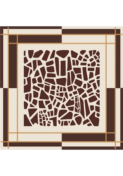 Tarzını Seç Kahverengi Mozaik Zincir Fular / Bandana / Aksesuar / Şal / Eşarp 70x70