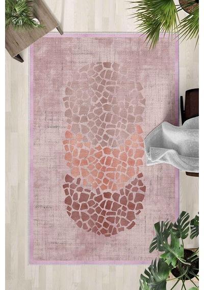 Yıkanabilir Kaymaz Taban Dijital Baskılı Halı Ve Yolluk Leke Tutmaz Salon & Mutfak Halısı - 0467 Kiremit