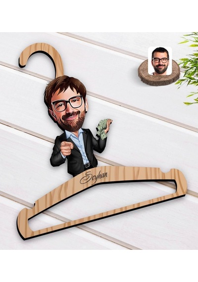 Kişiye Özel Erkek Milyoner Karikatürlü Standart Boy Ahşap Elbise (551144086)