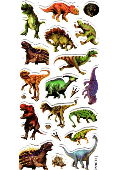 Sticker Kabartmalı Stiker Defter, Planlayıcı Etiket Hl88-045 - 17x9 Cm - Vahşi Dinazor