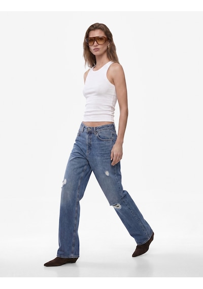 Koton Pamuklu Kaşkorse Slim Fit Kolsuz Bisiklet Yaka Fitilli Atlet Ekru 7wak10011ek