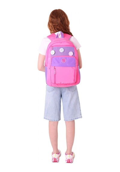 Kauko Holiday Kız Çocuk Altı Bölmeli Rozetli Okul Sırt Çantası - Pembe - K1830 Pembe - Mor