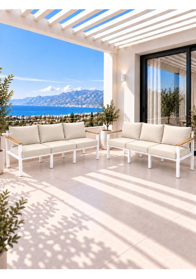 6 Kişilik Balkon Köşe Takımı L Koltuk Bahçe Mobilyası Dış Mekan Oturma Grubu