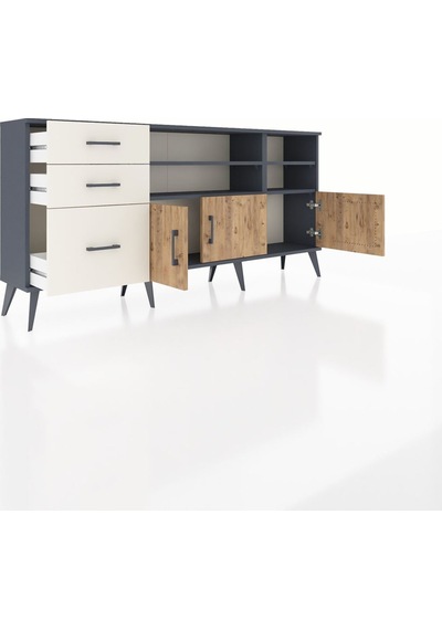 Arges Konsol 4 Raflı 3 Çekmeceli 3 Kapaklı 176x30x83 Antrasit-çam/aytaşı Çam/aytaşı Arges Konsol 4 Raflı 3 Çekmeceli 3 Kapaklı 176x30x83 Antrasit-çam/aytaşı Çam/aytaşı