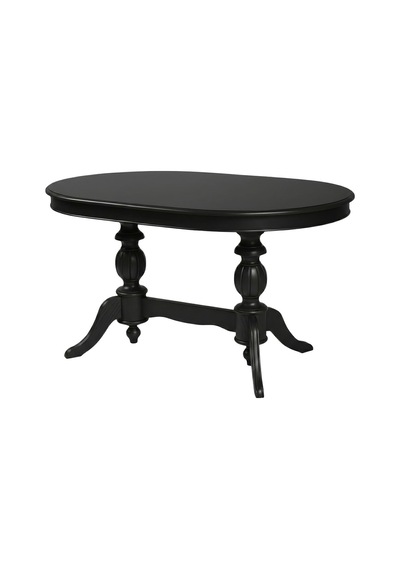 Montclair Çift Baba Ayaklı Masif Ahşap Oval Yemek Masası 90x140 Siyah