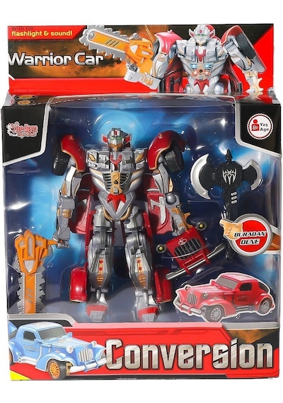 Hw-668-1-2 Işıklı Dönüşebilen Robot Araba -vardem Gümüş