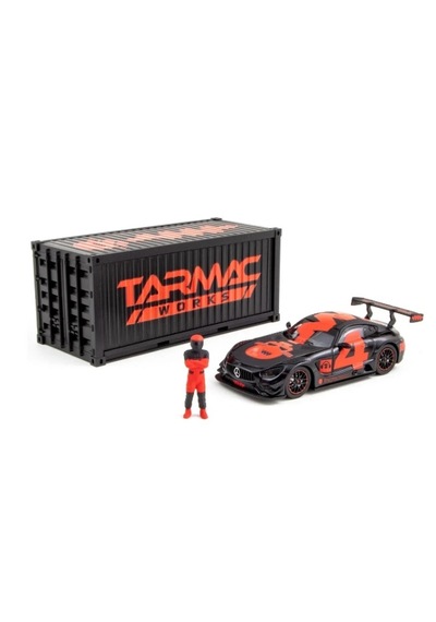 Tarmac Works Mercedes Amg Gt3 2018 4 With Container & Figure Red 1/64