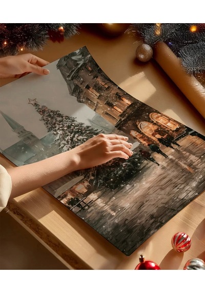 Çerçevesiz Poster Tarihi Şehir Meydanında Noel Ağacı