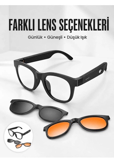 Ers Yapay Zekâ Destekli Akıllı Gözlük Bluetooth 5.3 Bağlantı Dokunmatik Kontrol Ve Manyetik Lens Sistemi