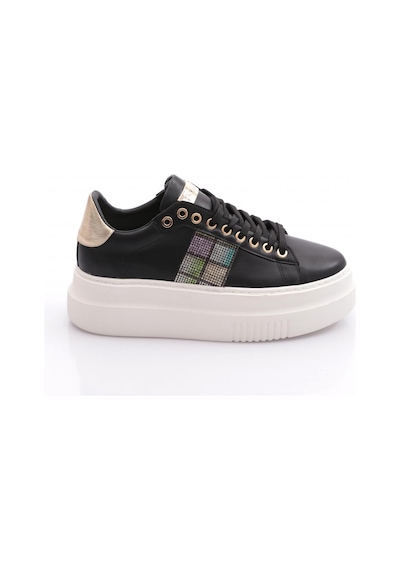 Dgn Es861 Kadin Kalin Taban Silver Taşli Sneakers Ayakkabi Siyah