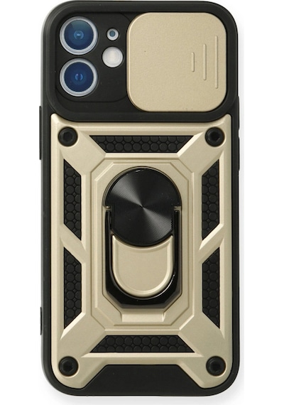 Apple Uyumlu iPhone 12 Mini Kılıf Pars Lens Yüzüklü Silikon Altın