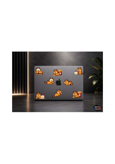 Garfield Lezzet Kaçamağı Sticker Seti 21x30 Cm 8 Adet Yemek Temalı Laptop Ve Defter Çıkartması