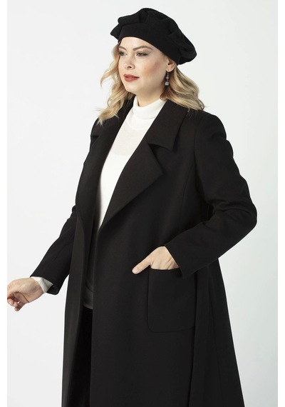 Moda Berray 904 Siyah Mono Yaka Torba Cepli Kaşe Kaban