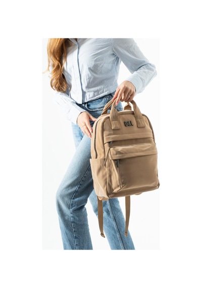 Baginn Kadın Sırt Çantası Nubuk-süet Dokulu Vegan Deri 37 27 Cm İster Elde İster Sırtta Fonksiyonel 19b Vizon