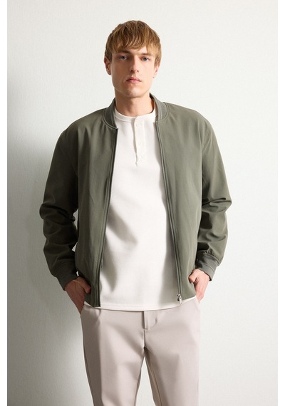 Defacto Slim Fit Bomber Yaka Fermuarlı Mont H1540ax26aukh398 Haki-kh398