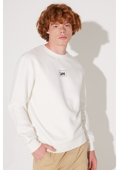 Lee Regular Fit Normal Kesim Sıfır Yaka Sweatshirt L212299102 Kırık Beyaz