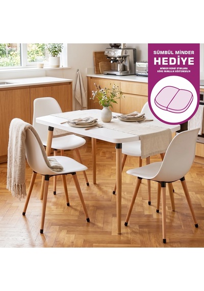 Vilinze Eames Sandalye Argos Ahşap Mdf Sabit Mutfak Masası Takımı - 70x120 Cm Beyaz Vilinze Eames Sandalye Argos Ahşap Mdf Sabit Mutfak Masası Takımı - 70x120 Cm Beyaz
