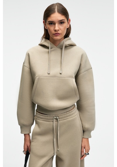Grimelange SELENE Kadın Kapüşonlu Kangru Cepli Regular Fit Taş Rengi Sweatshirt