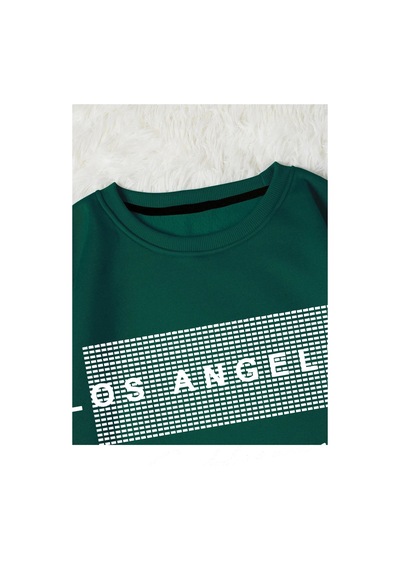 Startmore Haki Unisex Kadın/erkek Detaylı Los Angeles Özel Baskılı Renkli Oversize Bisiklet Yaka Pamuklu