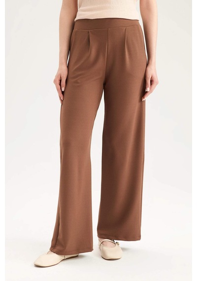 DeFacto Regular Fit Cepli Krep Geniş Paça Palazzo Pantolon E5759AX25SPBN519