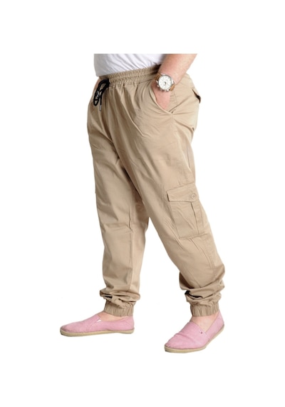 Mode Xl Büyük Beden Erkek Keten Kargo Jogger Valencia 21911 Bej Bej