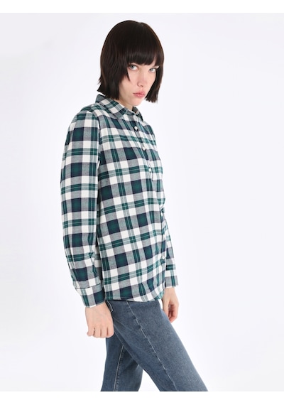 Colin's Colins Regular Fit Yeşil Kadın Uzun Kol Gömlek Cl1065887 Koyu Yeşil
