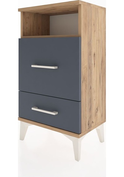 Arges Komodin Tek Raflı Tek Çekmeceli 44x30x80 Çam-antrasit Atlas Çam