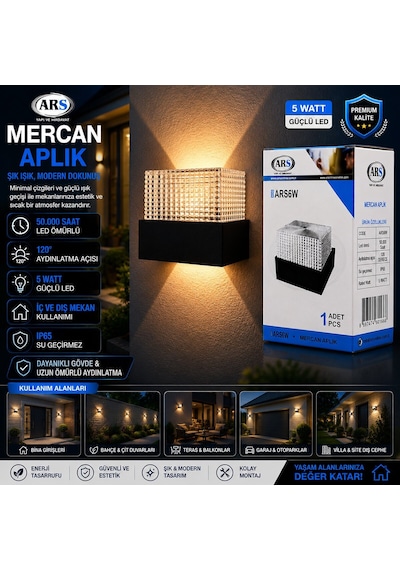 Ars-348957 Ip66 5w Mercan Led Aplik Duvar Lambası - 50.000 Saat Led Ömrü Diğer