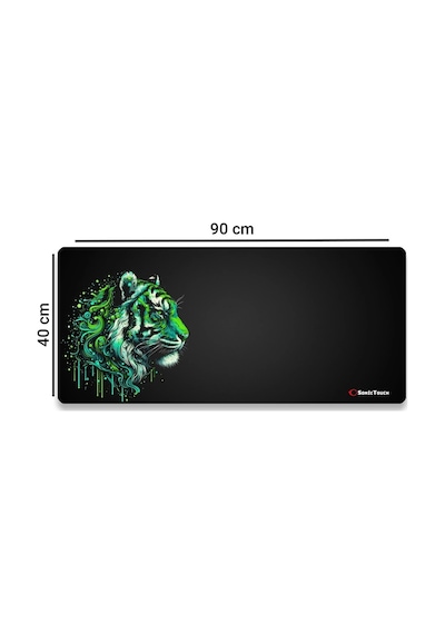 Sonictouch Ultragrand Siyah Ve Neon Yeşili Kaplan Dikişsiz Xxl Gaming Oyuncu Masaüstü Klavye Mouse Pad 40x90cm