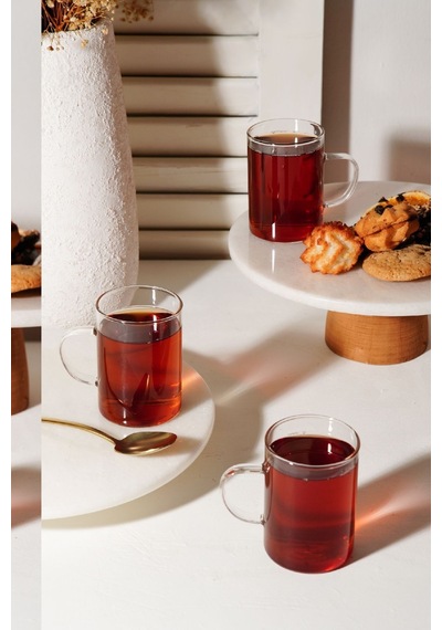 Vienev 3lü Isıya Dayanıklı Borosilikat Cam Kupa Bardak