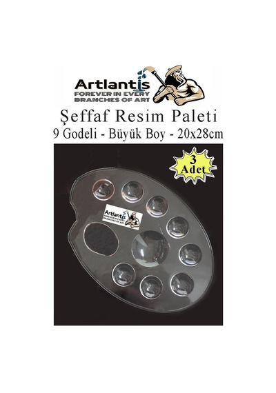 Şeffaf Resim Paleti Plastik 3 Adet Godeli Ressam Paleti Boyama Paleti Akrilik Boya Guaj Boya Suluboya