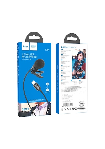 Hoco L14 Apple Uyumlu iPhone Lightning Kablolu Profesyonel Yayıncı Yaka Mikro Siyah