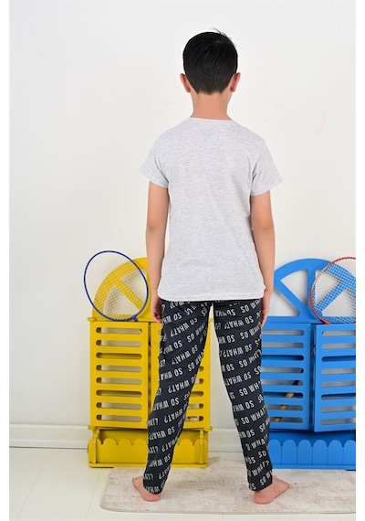 Vitmo erkek çocuk kısa kollu pijama takımı so what skate model gri