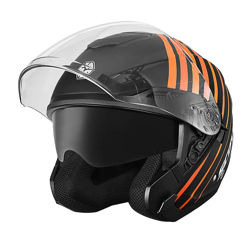 Track Yarım Kask - Güneş Vizörlü Intercom Uyumlu Mat Siyah Dot & Ce Onaylı Beyaz - Siyah - Turuncu Track Yarım Kask - Güneş Vizörlü Intercom Uyumlu Mat Siyah Dot & Ce Onaylı Beyaz - Siyah - Turuncu