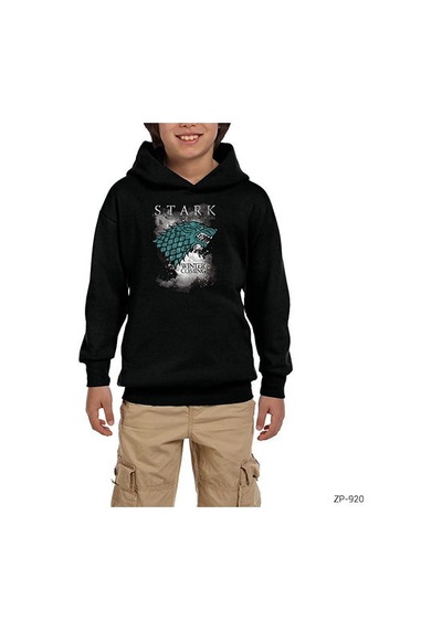 Zepplin Giyim Game Of Thrones Stark Sky Siyah Çocuk Kapşonlu Sweatshirt
