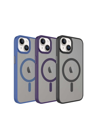Apple Uyumlu iPhone 14 Plus Kılıf Mat Arka Yüzey Wireless Şarj Özellikli Mkst Flet M-safe Kapak - Gri Gri