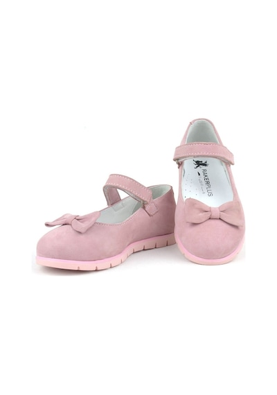 Rakerplus Hakiki Deri Pembe Fiyonklu Cırtlı Kız Çocuk Babet Pembe