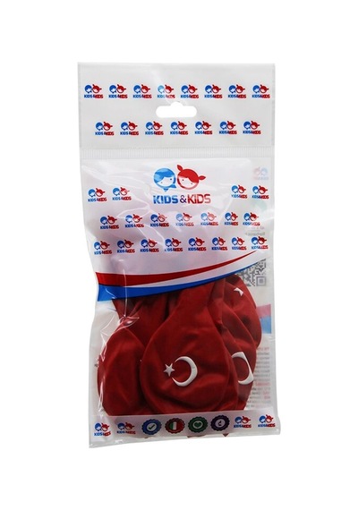 Balon Kırmızı Ay Yıldız Baskılı Milli Bayram Süsleme Türk Bayrağı Desenli Balon 10'lu Paket 465322