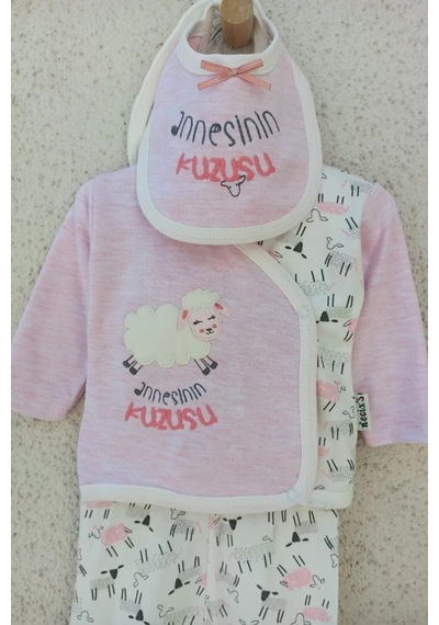 Peruflic Annesinin Kuzusu Şapkalı Eldivenli 5'li Kız Zıbın Seti 0-3 Ay Çok Renkli