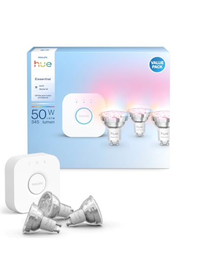 Philips Hue Essential 3'lü Gu10 Spot Başlangıç Seti 345 Lumen Çok Renkli - Beyaz