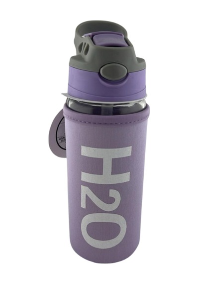 H2o Kılıflı Pipetli Cam Matara 500 Ml Mor