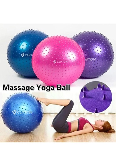 Tr Dikenli Yoga Pilates Aerobik Jimnastik Topu 65 Cm + Pompa, Tek Ebat, Dknlipembe65, Pembe