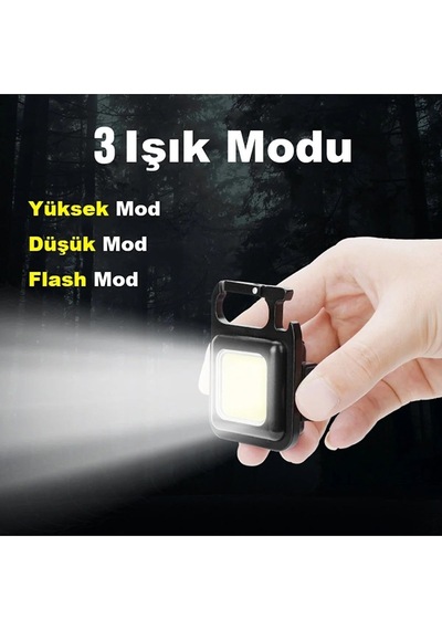 Janva Şarj Edilebilir Led, Anahtarlık El Feneri, Mıknatıslı, Kamp Aydınlatma 800mah Siyah