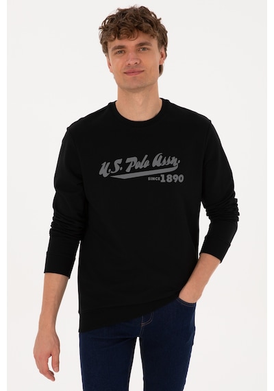 U.S. Polo Assn. Erkek Bisiklet Yaka Regular Fit Siyah İnce Sweatshirt 50316315-VR046