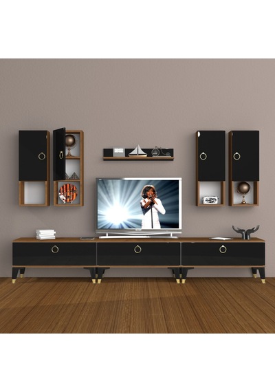 Decoraktiv Eko 8da Mdf Gold Tv Ünitesi Tv Sehpası Ceviz - Siyah